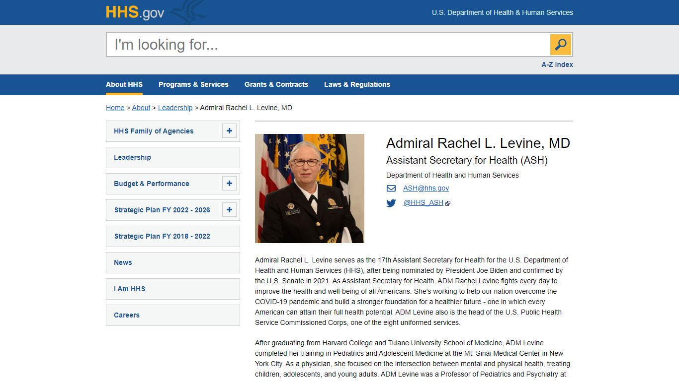 Admiral Rachel L. Levine, MD | HHS.gov