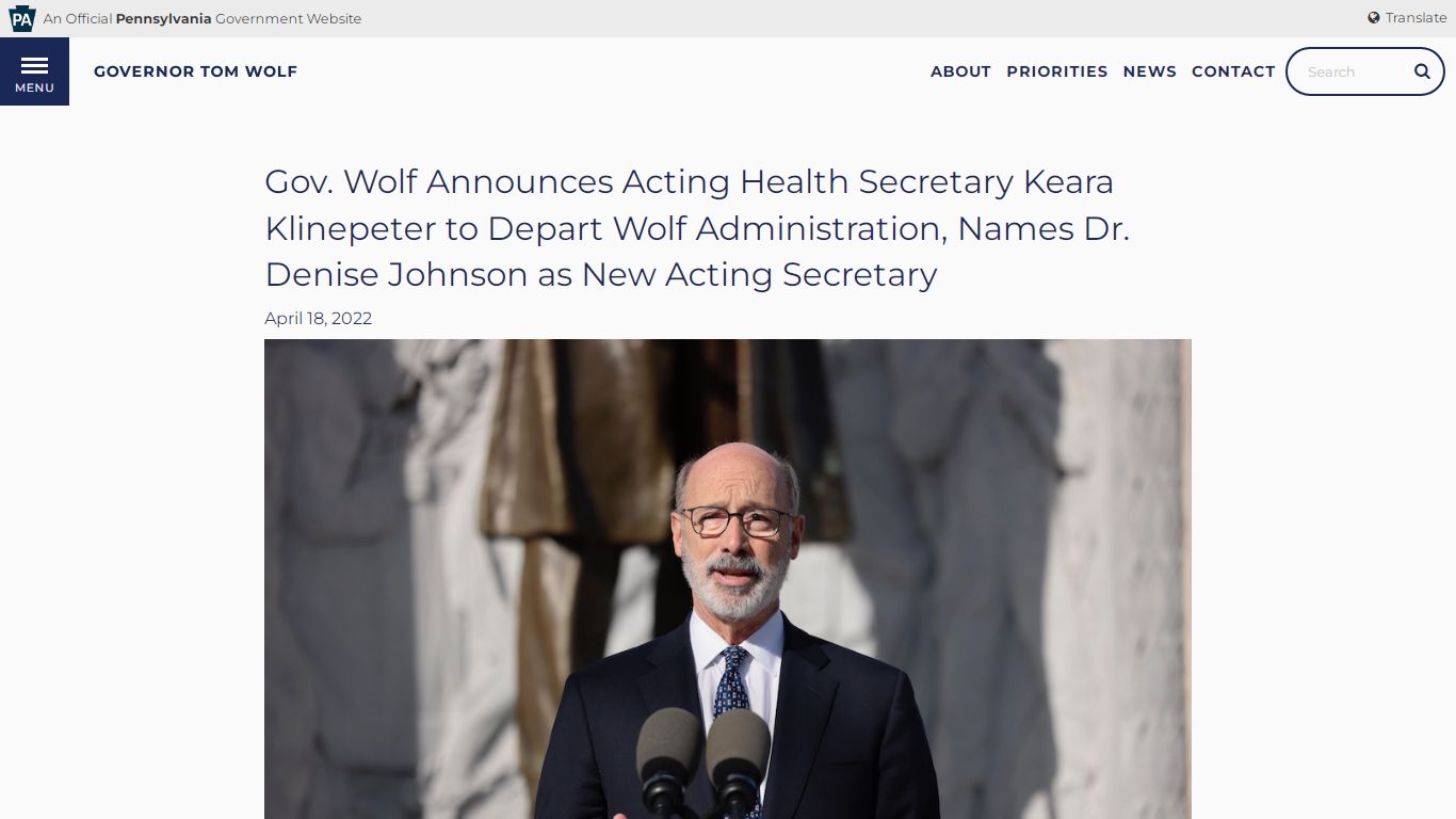 Gov. Wolf Announces Acting Health Secretary Keara Klinepeter to Depart ...